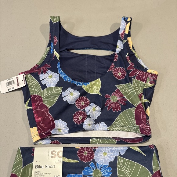 SO Women's (Size XS) Athletic Duo Bra & Shorts Floral Pattern Yoga Cardio - Picture 6 of 8